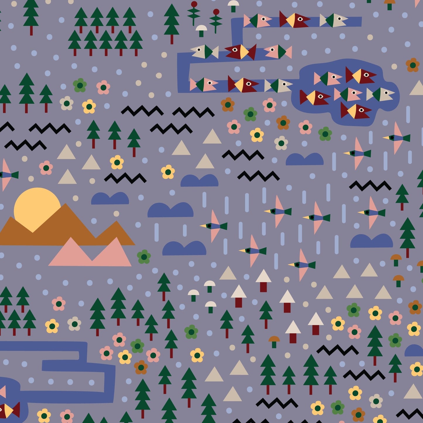 Over The River And Through The Woods - Fern Grove - Leah Duncan - Cloud 9 Fabrics - Poplin - Simplifi Fabric