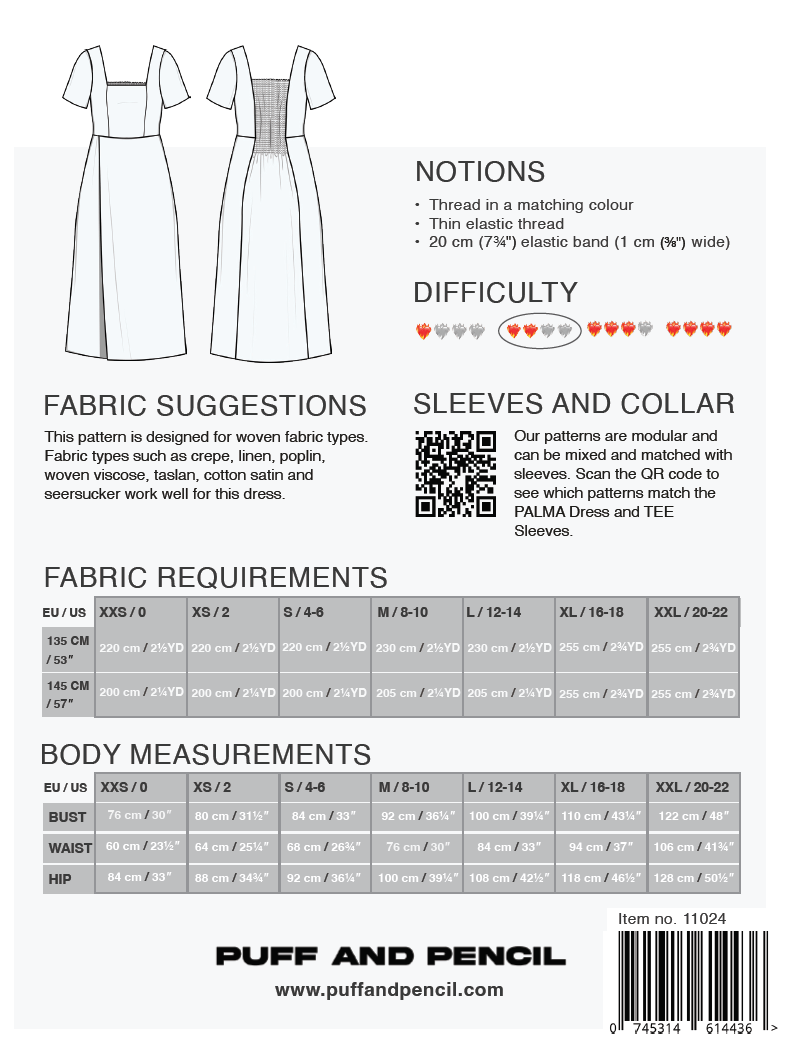 Palma Dress + Tee Sleeves - Paper Sewing Pattern - Puff And Pencil - Simplifi Fabric