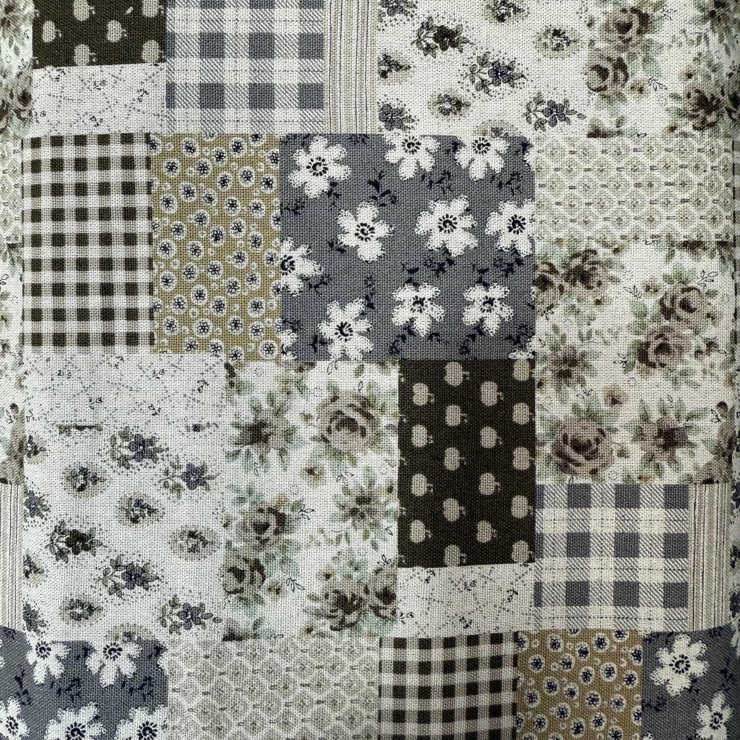 Patchwork Cotton-Linen Canvas - Japanese Import - Earth/Grey Tones