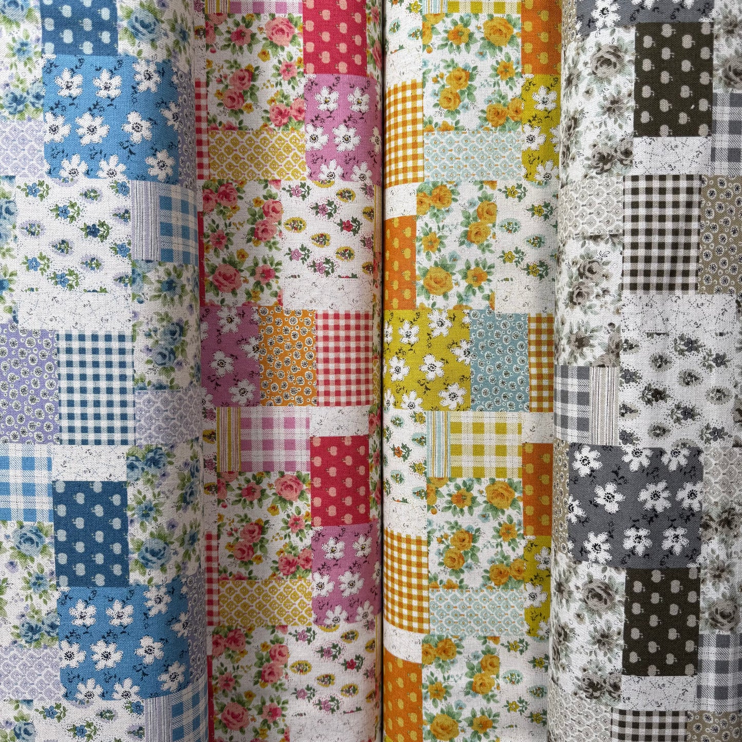 Patchwork Cotton-Linen Canvas - Japanese Import - Earth/Grey Tones