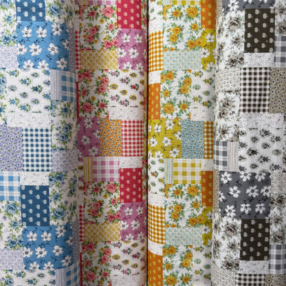 Patchwork Cotton-Linen Canvas - Japanese Import - Earth/Grey Tones