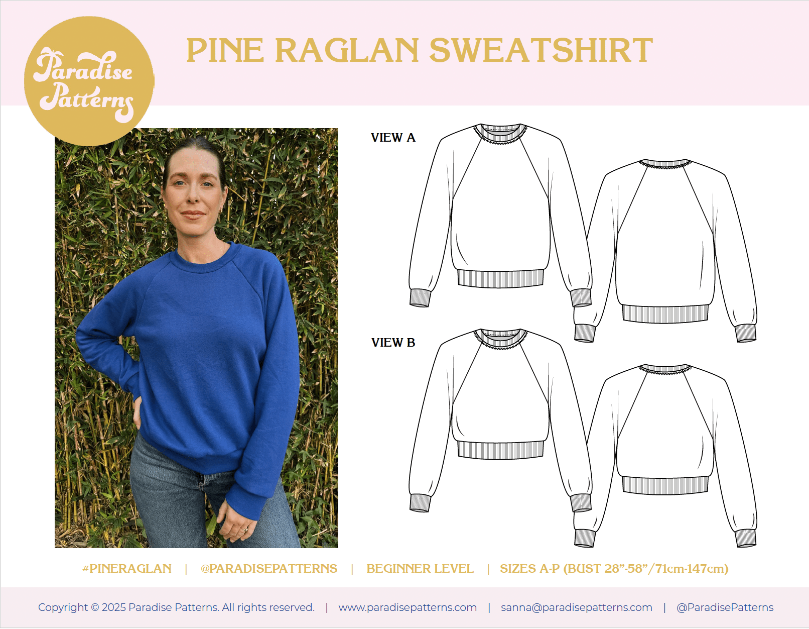 Pine Raglan PDF Pattern - Paradise Patterns - Simplifi Fabric