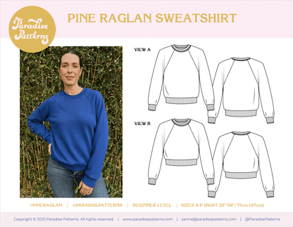Pine Raglan PDF Pattern - Paradise Patterns - Simplifi Fabric