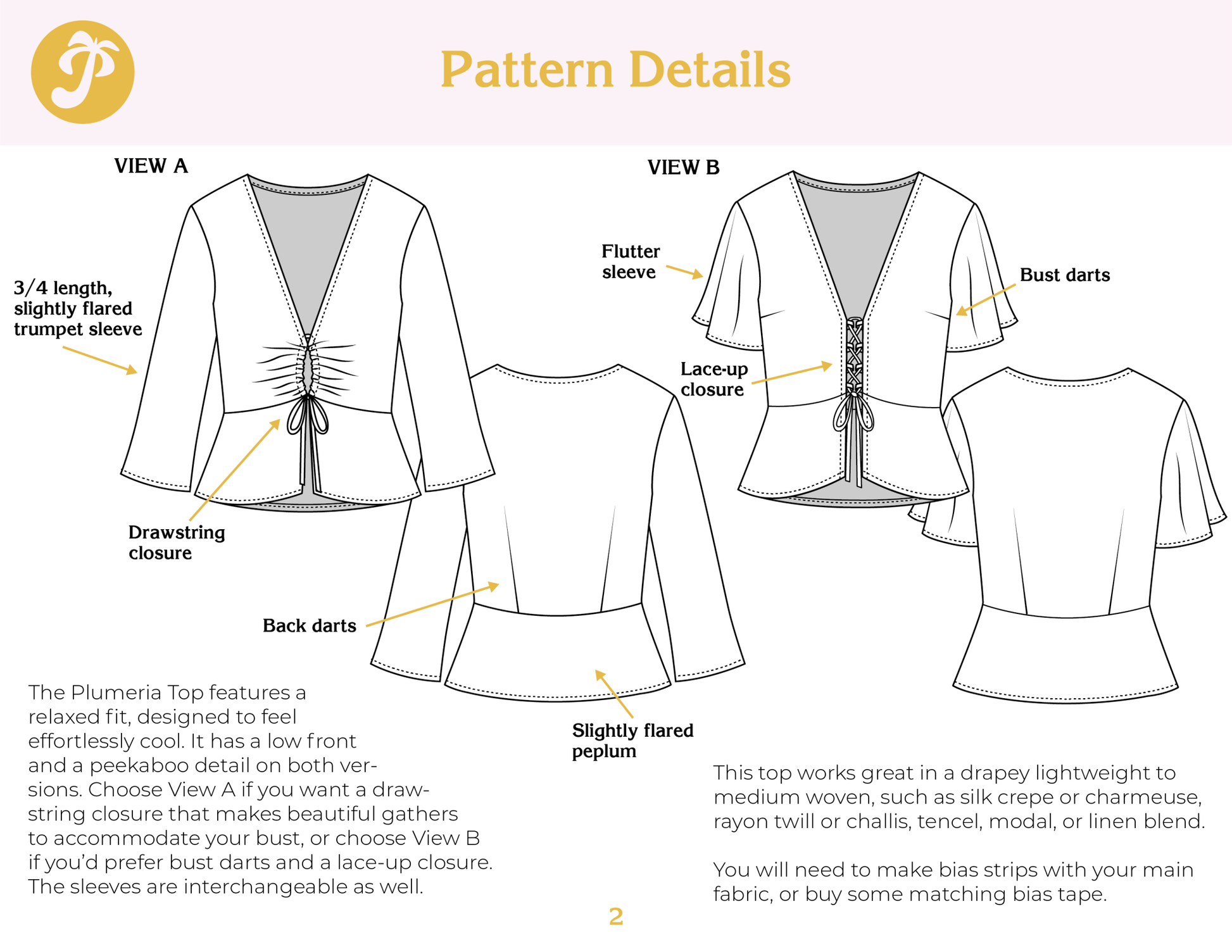 Plumeria Top PDF Pattern - Paradise Patterns - Simplifi Fabric