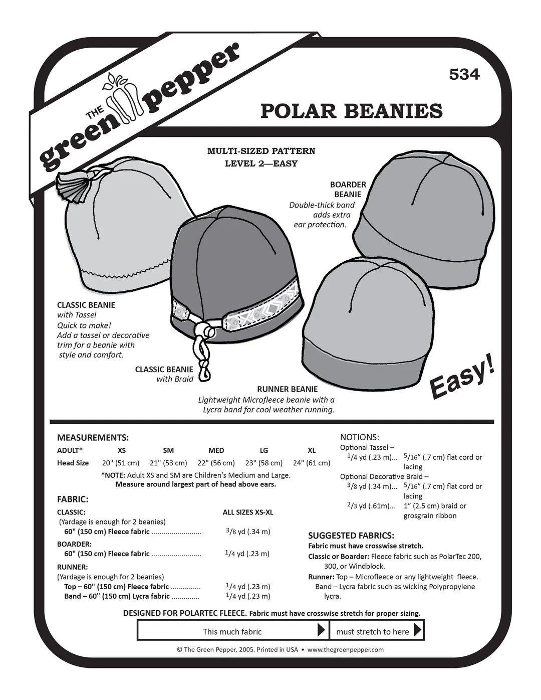 Polar Beanies PDF Pattern - 534 - The Green Pepper Patterns - Simplifi Fabric