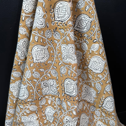 Petal Path Ochre  - Bagru Indian Cotton Block Print
