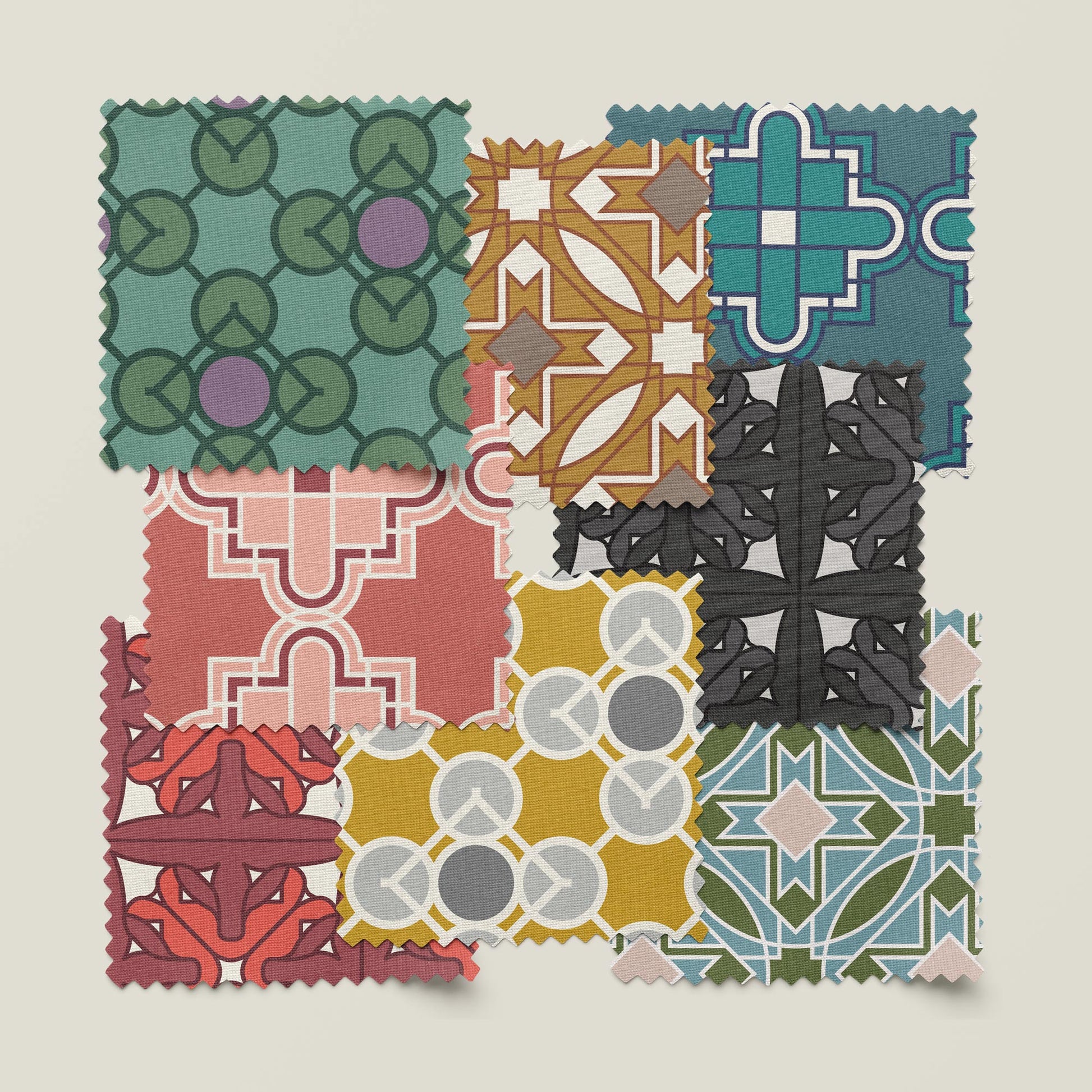 Prism 27978 - Green/Lilac - Wright Prisms - Frank Lloyd Wright - Cloud 9 Fabrics - Barkcloth - Simplifi Fabric