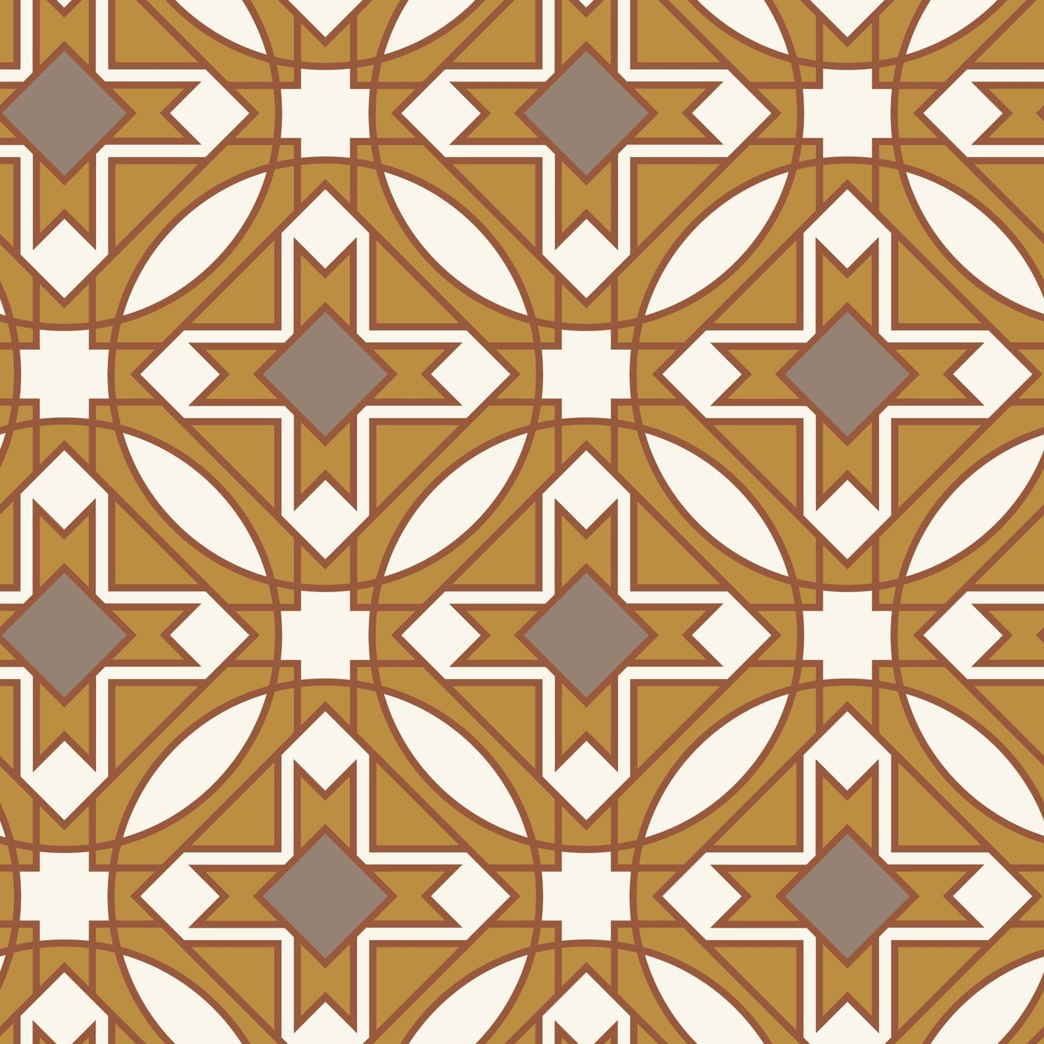 Prism 27989 - Mustard/Brown - Wright Prisms - Frank Lloyd Wright - Cloud 9 Fabrics - Barkcloth - Simplifi Fabric