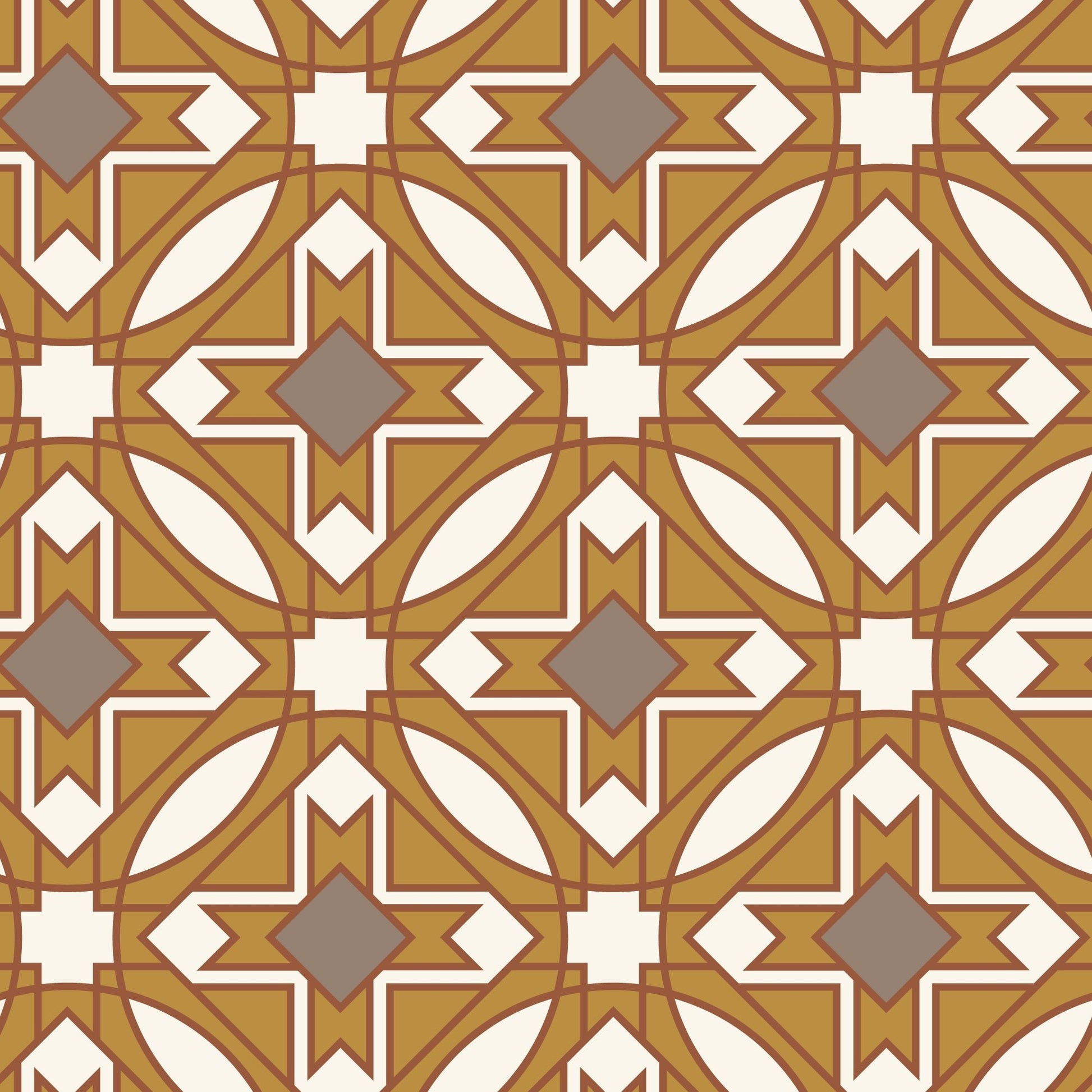 Prism 27989 - Mustard/Brown - Wright Prisms - Frank Lloyd Wright - Cloud 9 Fabrics - Barkcloth - Simplifi Fabric