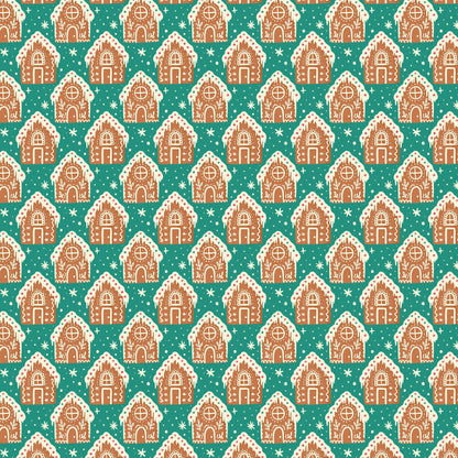 Prize Winning Gingerbread Houses - Bright Holiday - Charla Pettingill - Cloud 9 Fabrics - Poplin - Simplifi Fabric