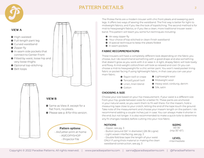 Protea Pants PDF Pattern - Paradise Patterns - Simplifi Fabric