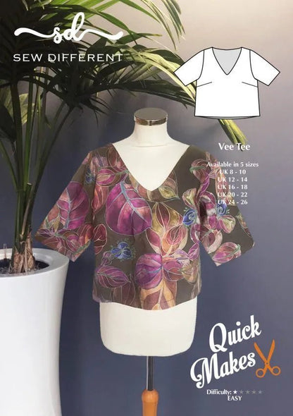 Quick Makes Vee Tee - Paper Sewing Pattern - Sew Different - Simplifi Fabric