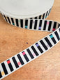 Rainbow Black Stripe Webbing - Two Stitches Patterns - 38mm/ 1.5" (sold by the meter) - Simplifi Fabric