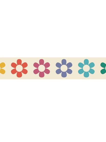 Rainbow Flowers Webbing - Two Stitches Patterns - 38mm/ 1.5" (sold by the meter) - Simplifi Fabric