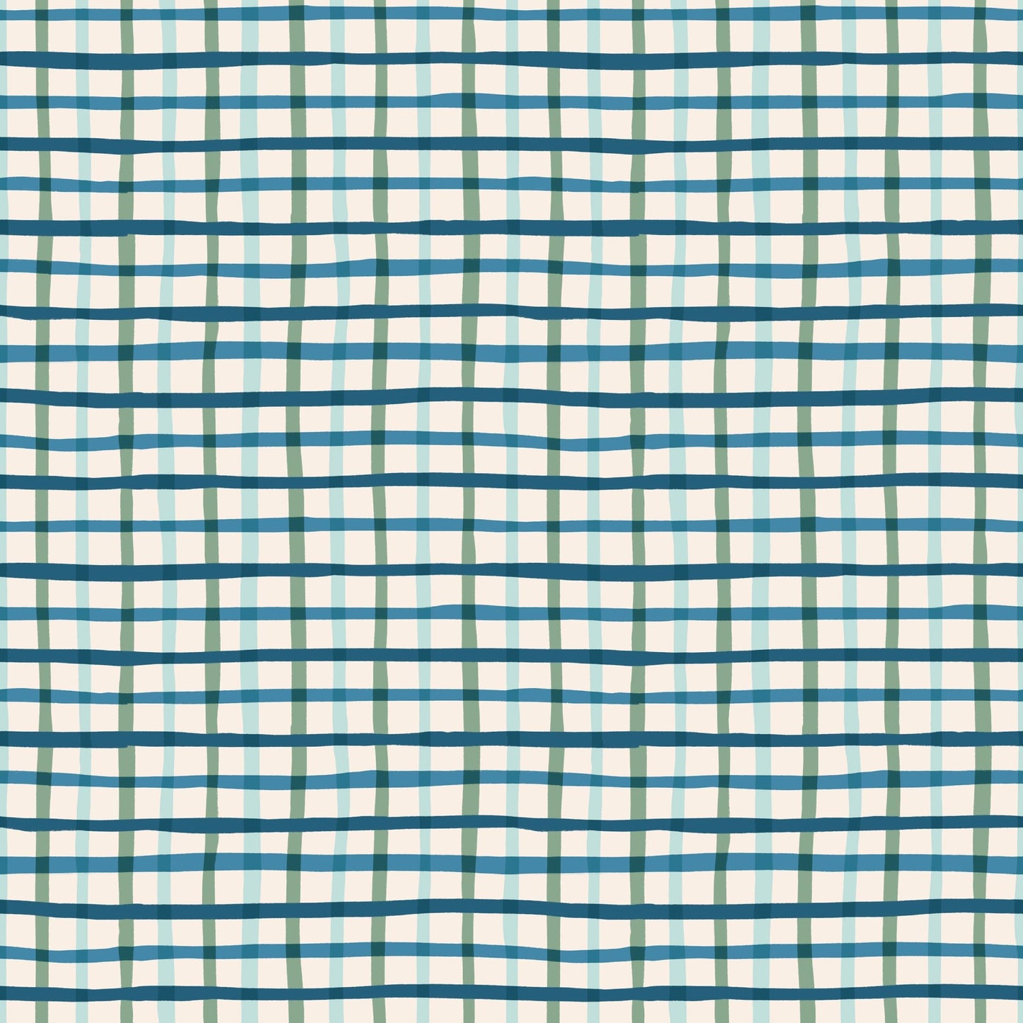 Retro Plaid - Blue/Green - Camp Canine - Krissy Mast - Cloud 9 Fabrics - Poplin - Simplifi Fabric