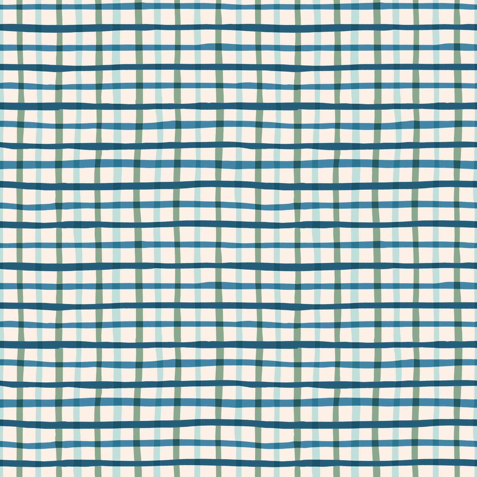 Retro Plaid - Blue/Green - Camp Canine - Krissy Mast - Cloud 9 Fabrics - Poplin - Simplifi Fabric