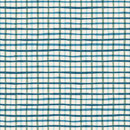 Retro Plaid - Blue/Green - Camp Canine - Krissy Mast - Cloud 9 Fabrics - Poplin - Simplifi Fabric
