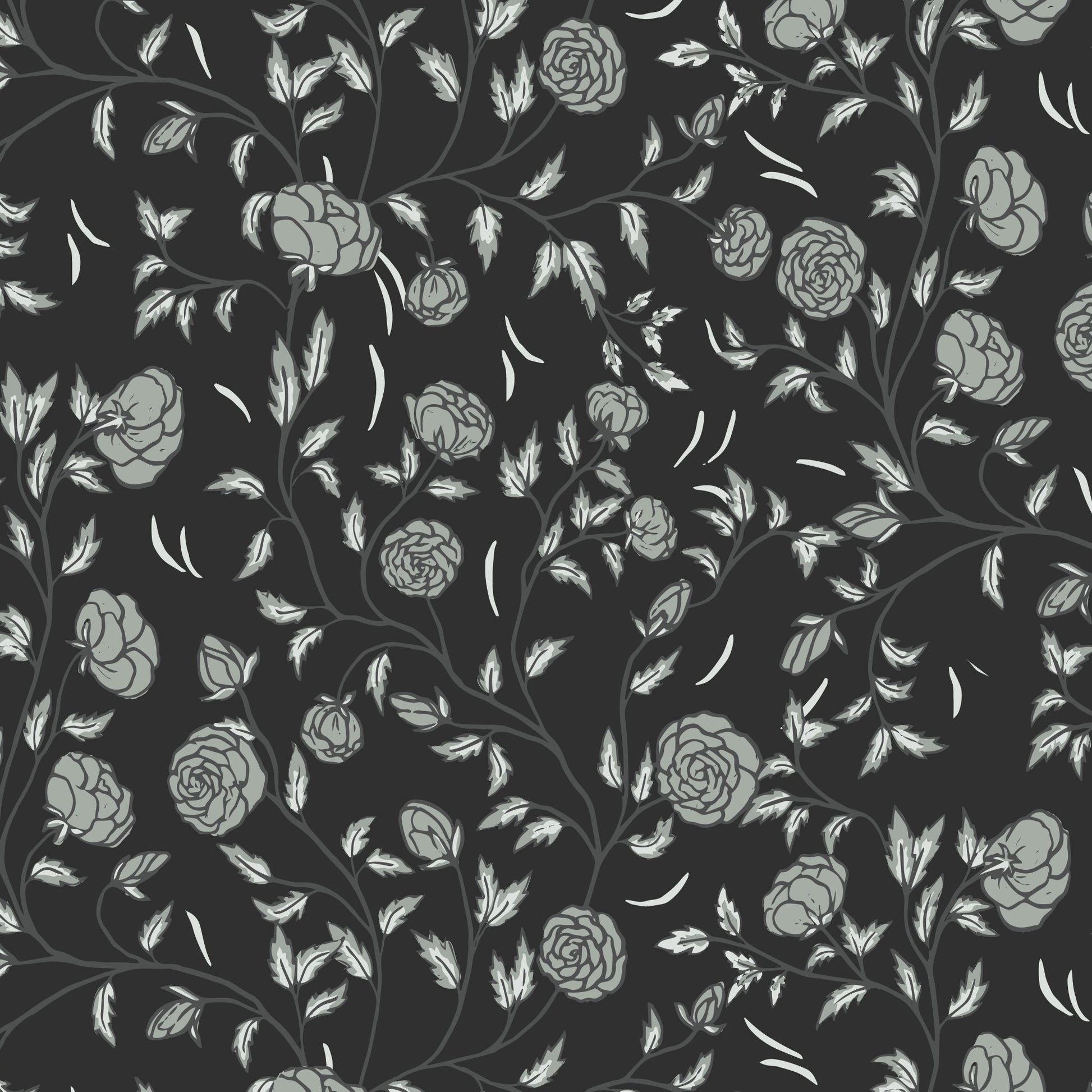 Rose Bramble - Ebony - Twilight Reverie - Lisee Ree Designs - Cloud 9 Fabrics - Poplin - Simplifi Fabric