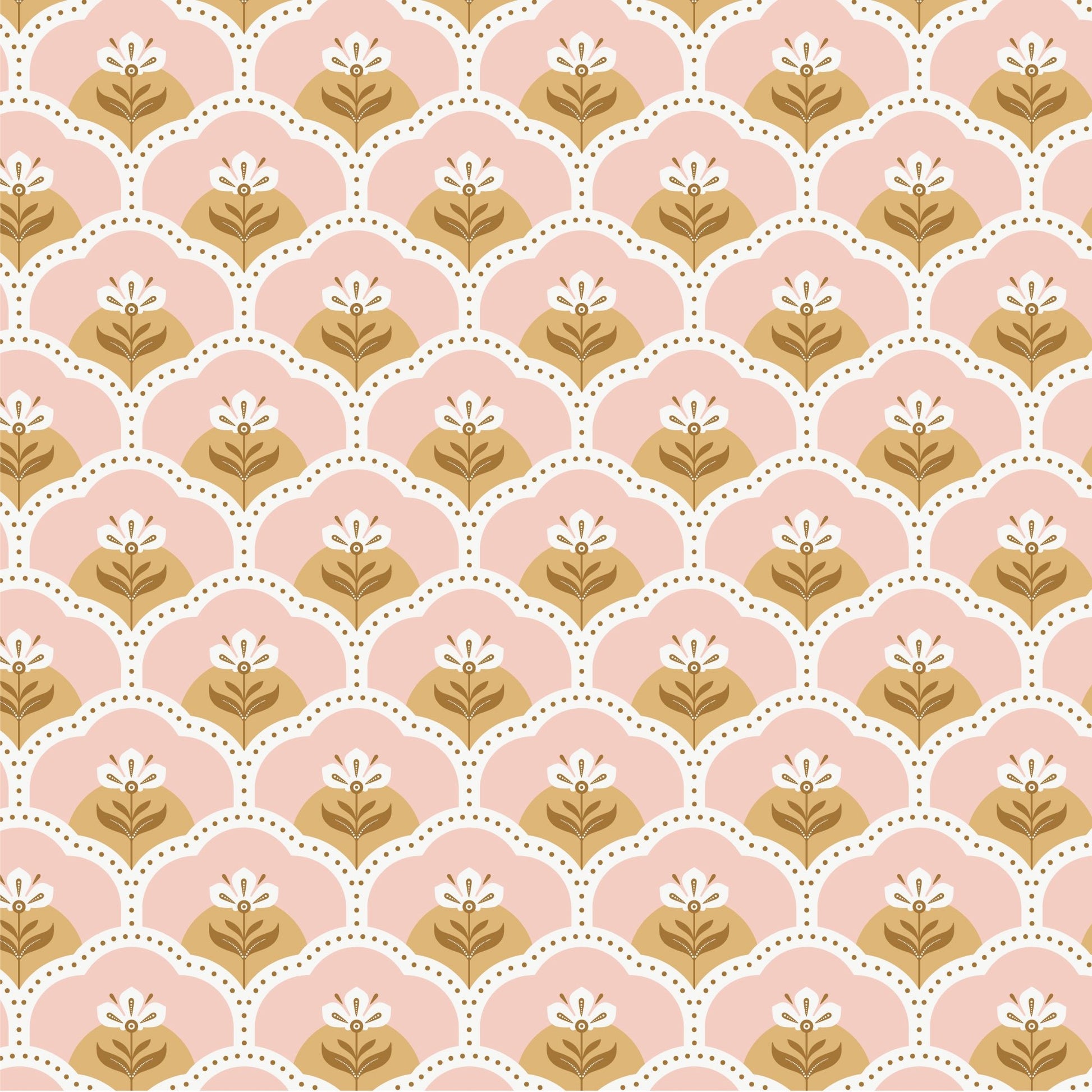 Rosie - Pink/Gold - Vintage Charm - Dots & Glory - Cloud 9 Fabrics - Poplin - Simplifi Fabric