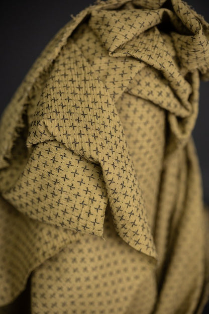 Salto Green Cross Stitch Indian Cotton - Merchant & Mills - Simplifi Fabric