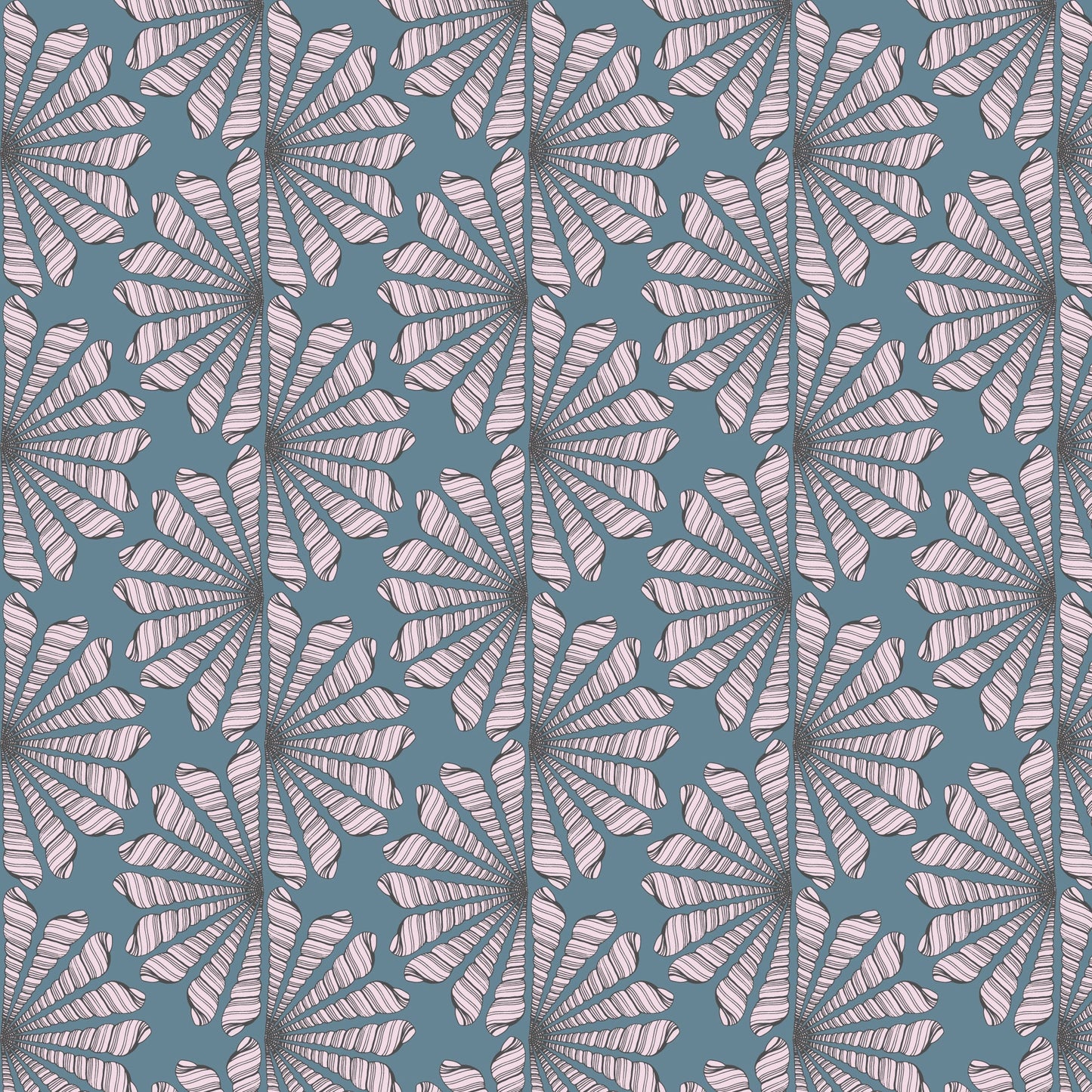 Shell Fan - Blue / Pink - Seashell Serenade - Jayme Murray - Cloud 9 Fabrics - Poplin - Simplifi Fabric