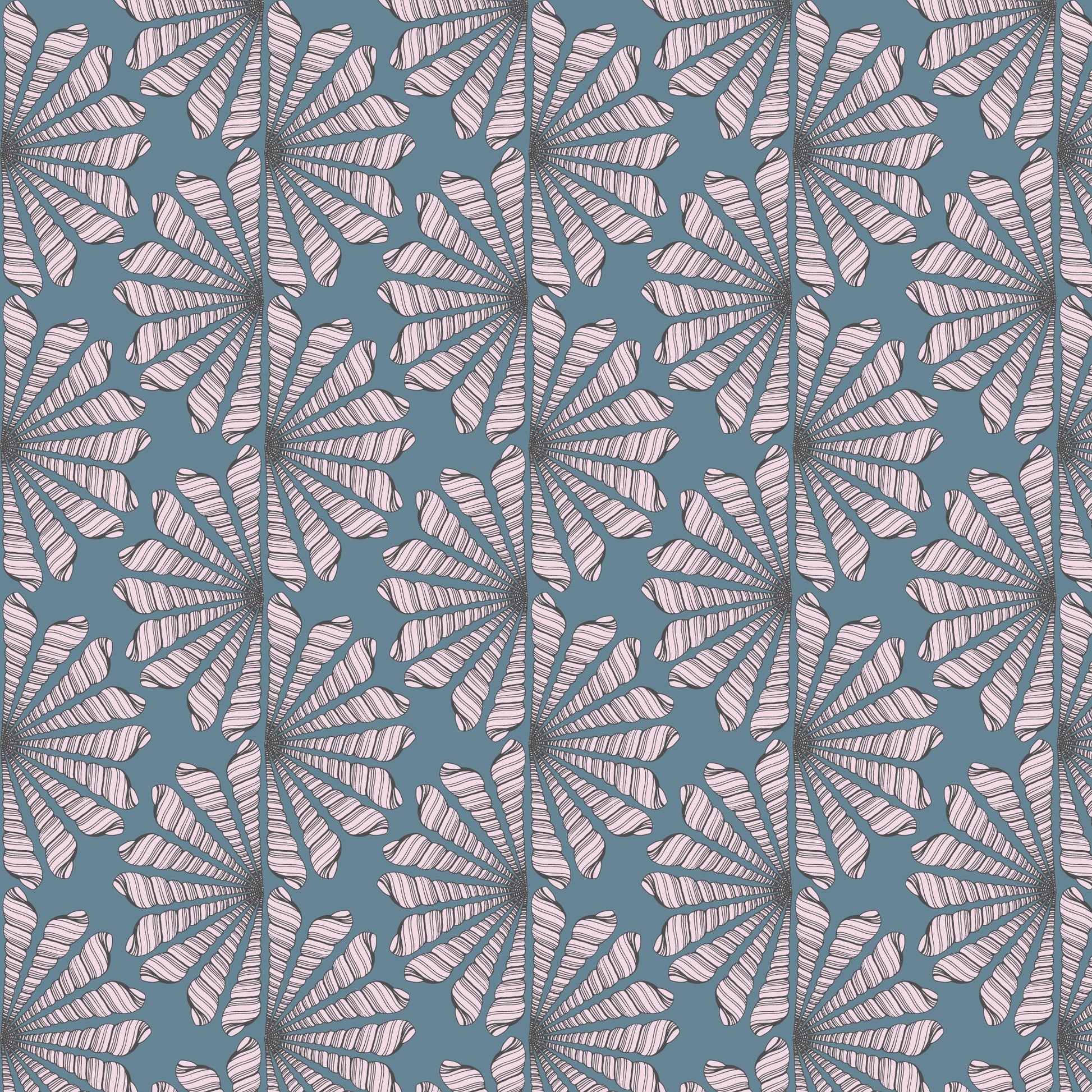 Shell Fan - Blue / Pink - Seashell Serenade - Jayme Murray - Cloud 9 Fabrics - Poplin - Simplifi Fabric