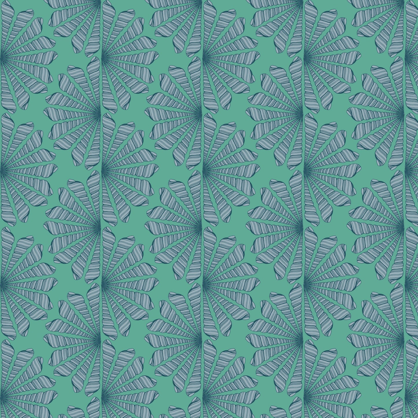 Shell Fan - Green / Blue - Seashell Serenade - Jayme Murray - Cloud 9 Fabrics - Poplin - Simplifi Fabric