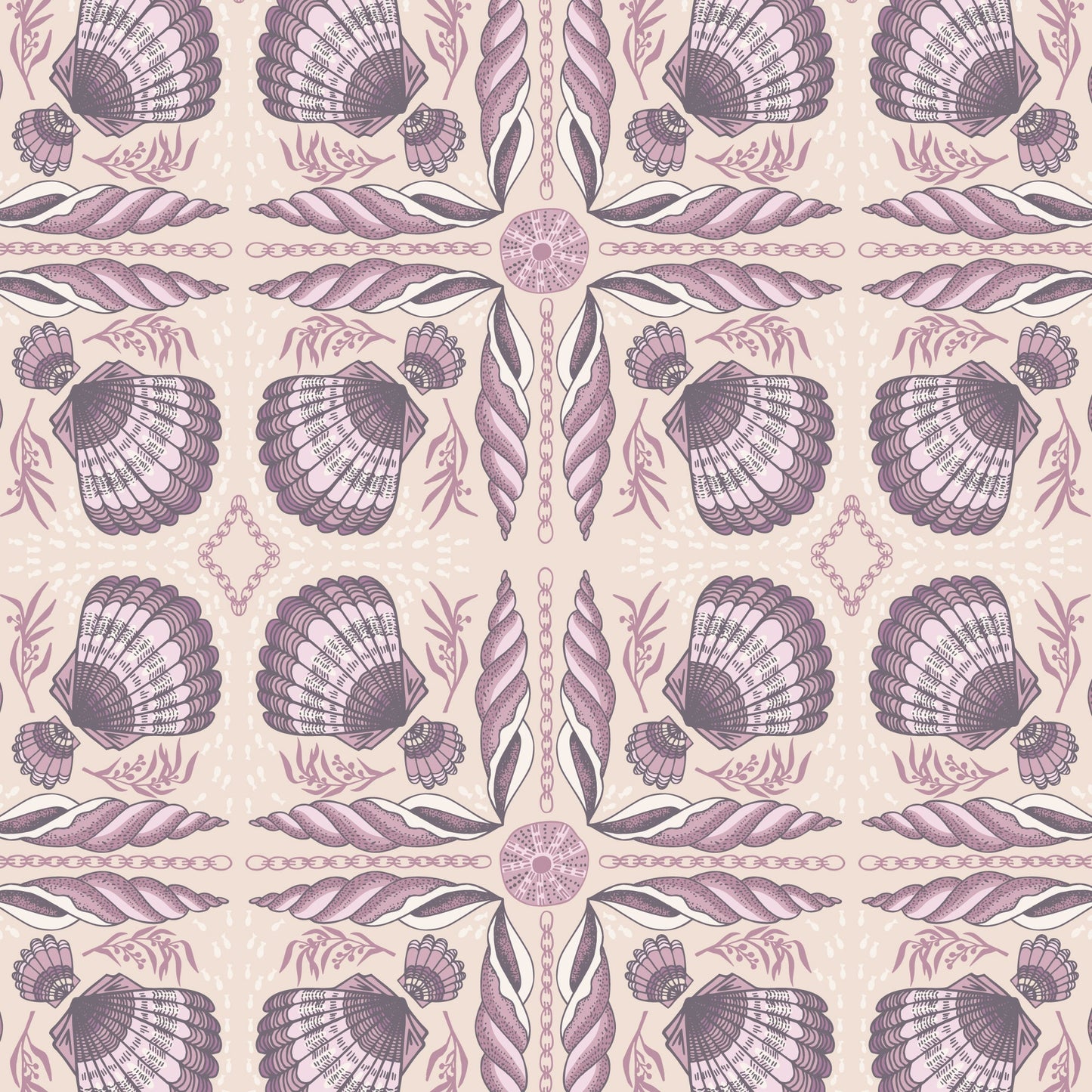 Shell Tile - Beige - Seashell Serenade - Jayme Murray - Cloud 9 Fabrics - Poplin - Simplifi Fabric