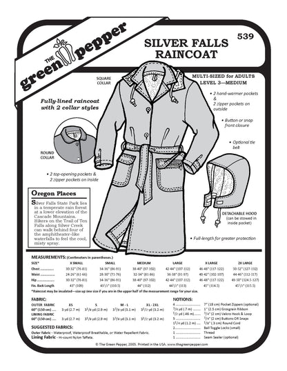 Silver Falls Raincoat PDF Pattern - 539 - The Green Pepper Patterns - Simplifi Fabric