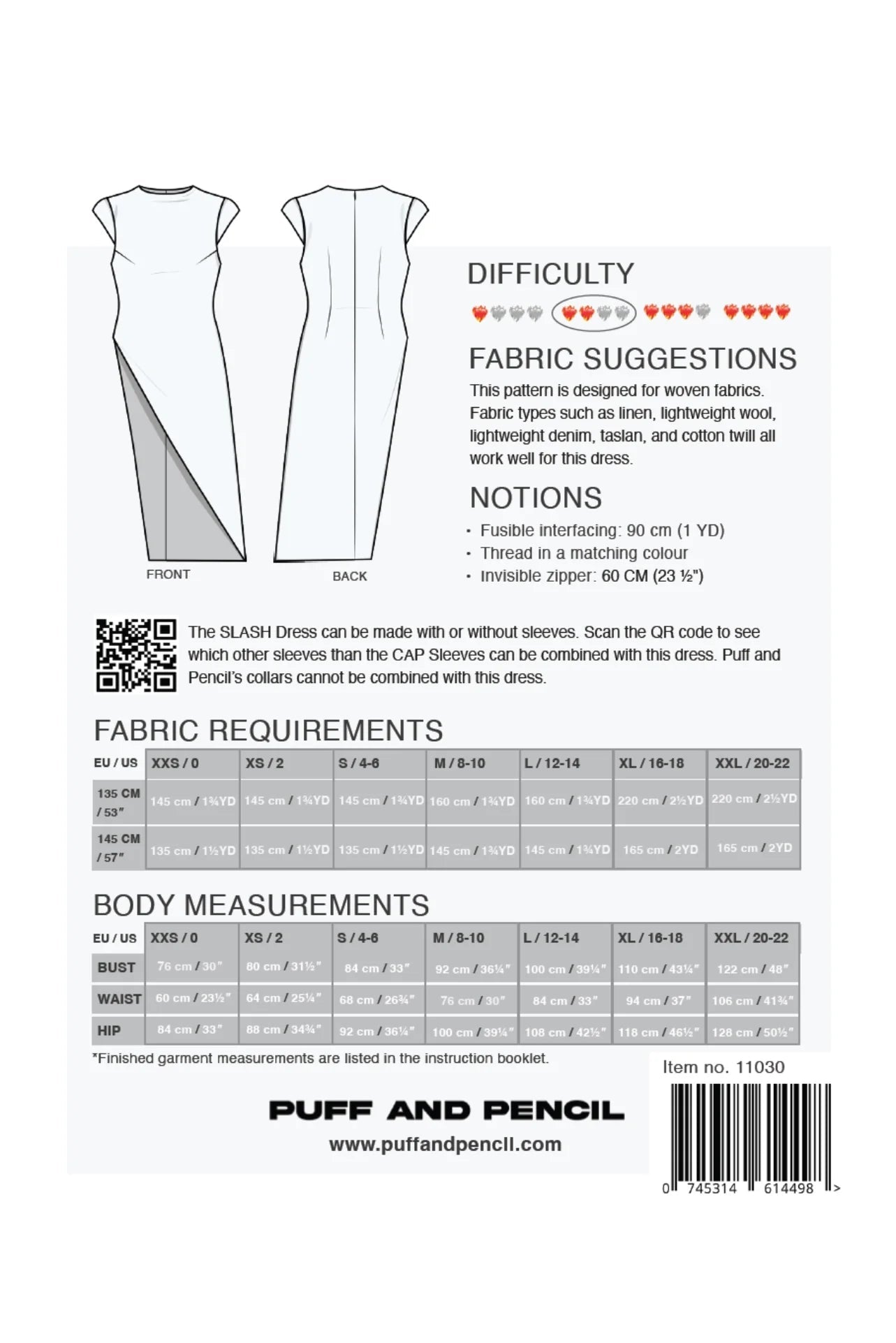 Slash Dress x Cap Sleeve - Paper Sewing Pattern - Puff And Pencil - Simplifi Fabric
