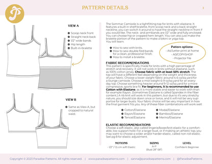 Sommar Camisole PDF Pattern - Paradise Patterns - Simplifi Fabric