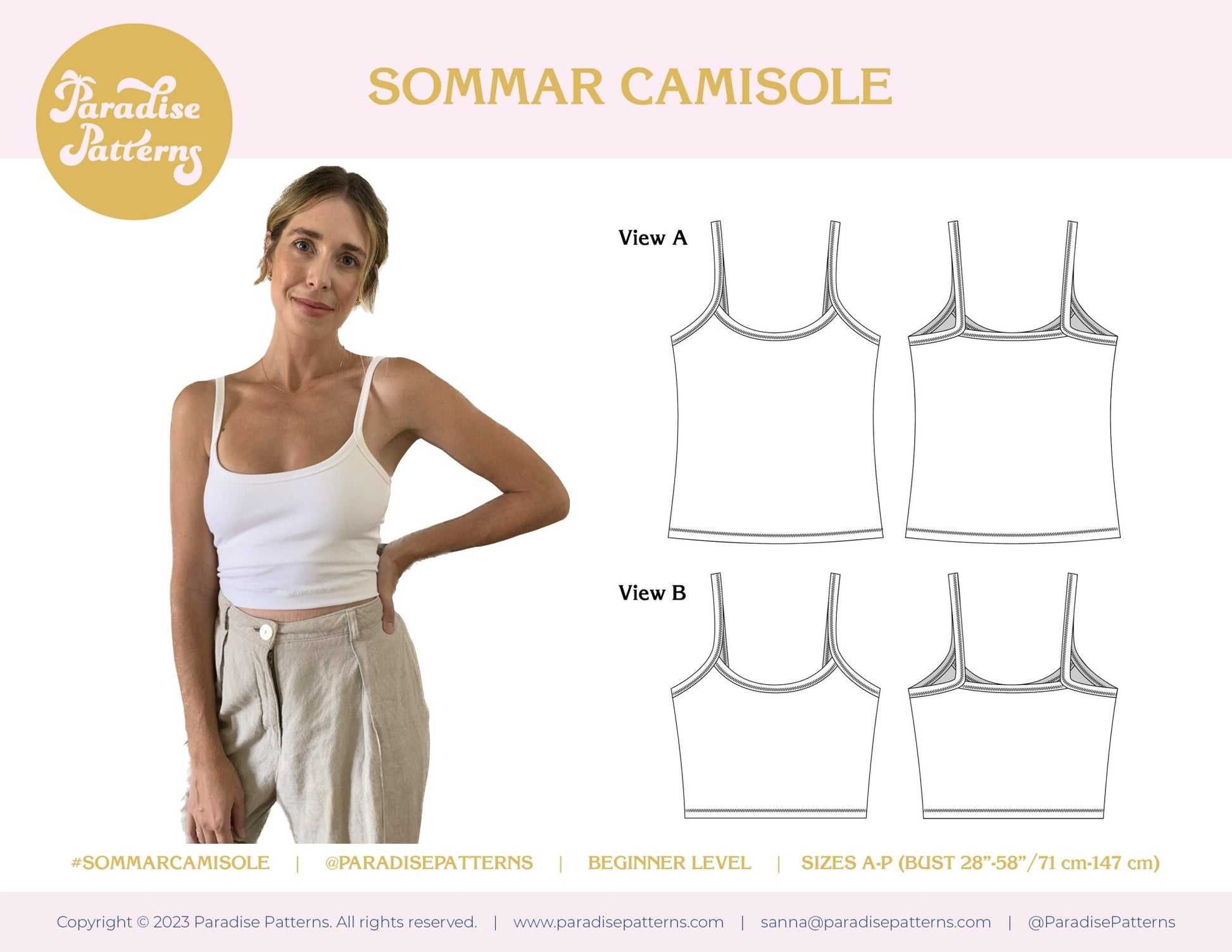 Sommar Camisole PDF Pattern - Paradise Patterns - Simplifi Fabric