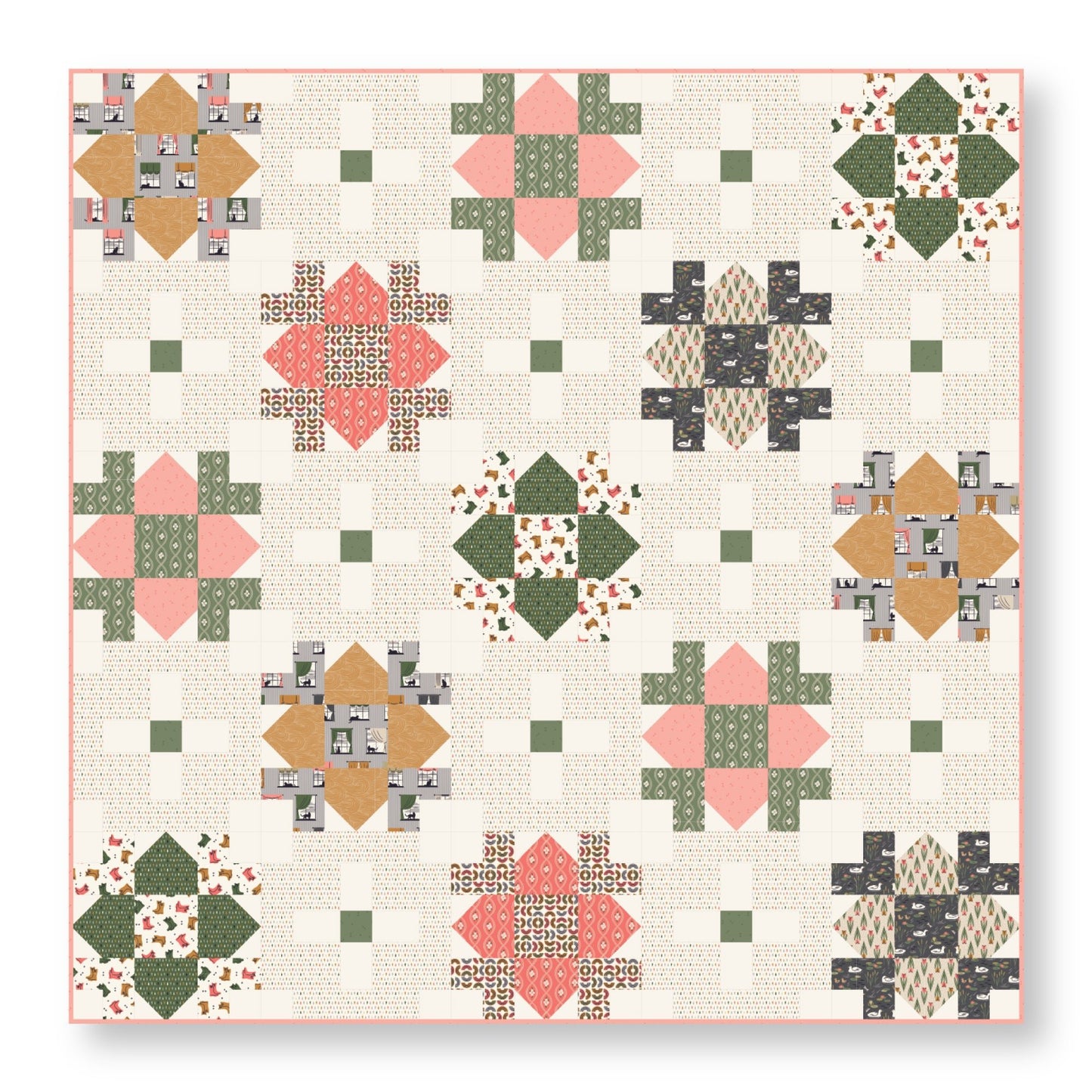 Spring Breeze - Gold Brown - Spring Showers - Ann Gardner - Cloud 9 Fabrics - Poplin - Simplifi Fabric