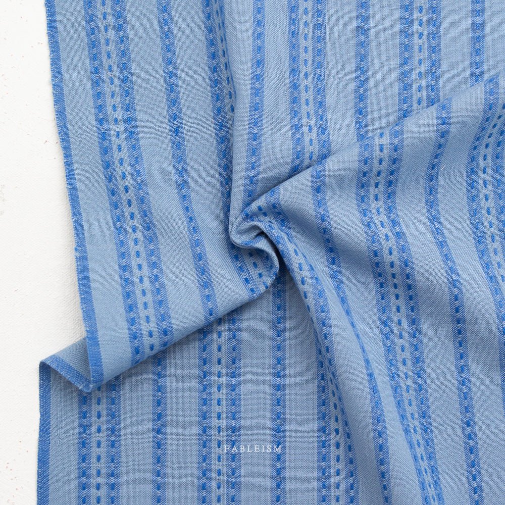 Stitch Stripe - Blue - Fine & Dandy - Fableism Supply Co. - Simplifi Fabric