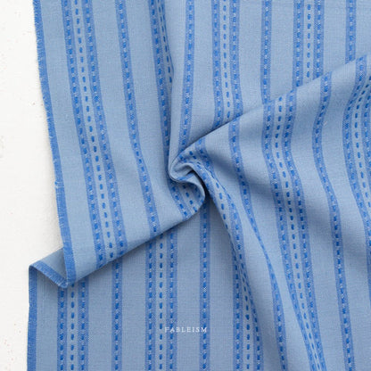 Stitch Stripe - Blue - Fine & Dandy - Fableism Supply Co. - Simplifi Fabric
