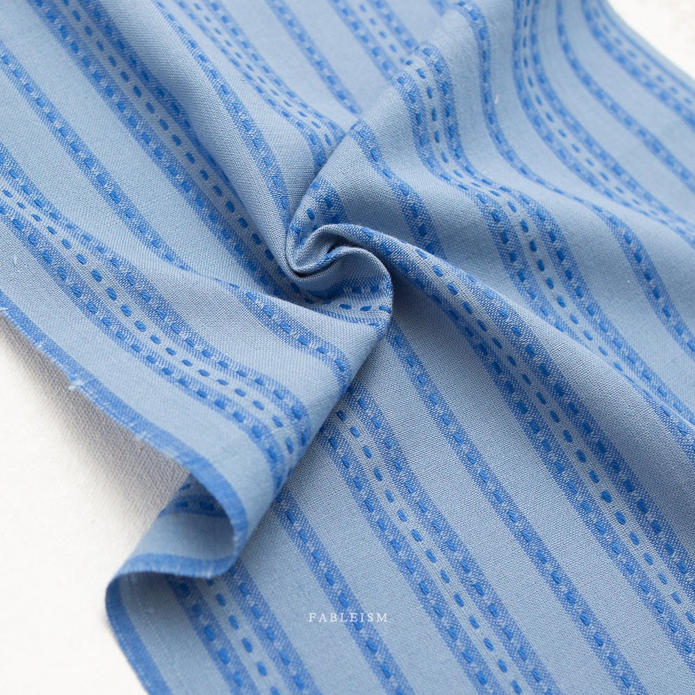 Stitch Stripe - Blue - Fine & Dandy - Fableism Supply Co. - Simplifi Fabric