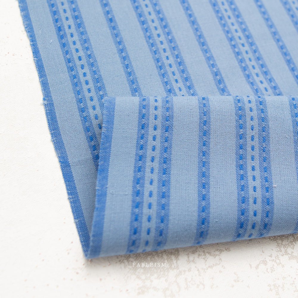 Stitch Stripe - Blue - Fine & Dandy - Fableism Supply Co. - Simplifi Fabric