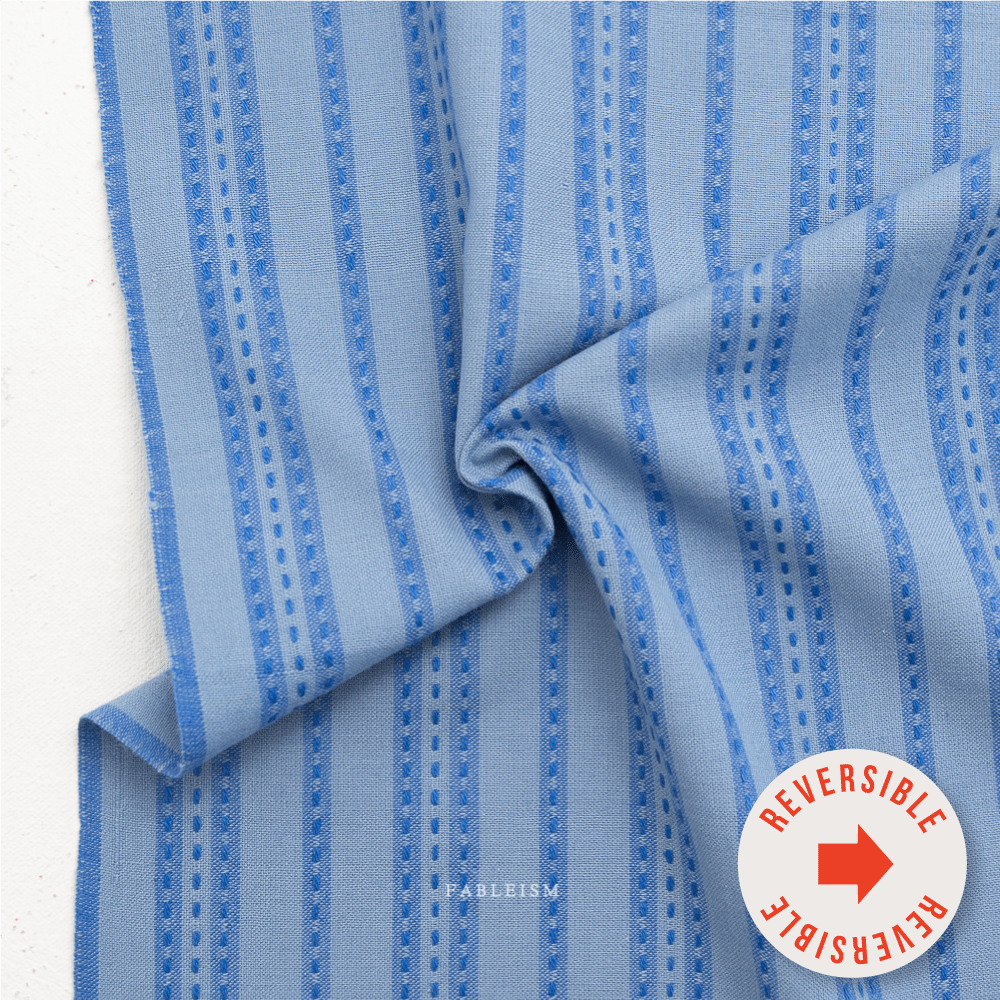 Stitch Stripe - Blue - Fine & Dandy - Fableism Supply Co. - Simplifi Fabric