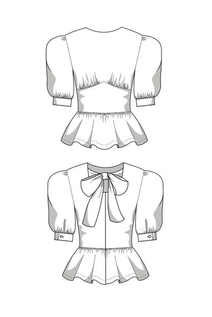 The Bella Peplum Blouse - Paper Sewing Pattern - Juliana Martejevs - Simplifi Fabric