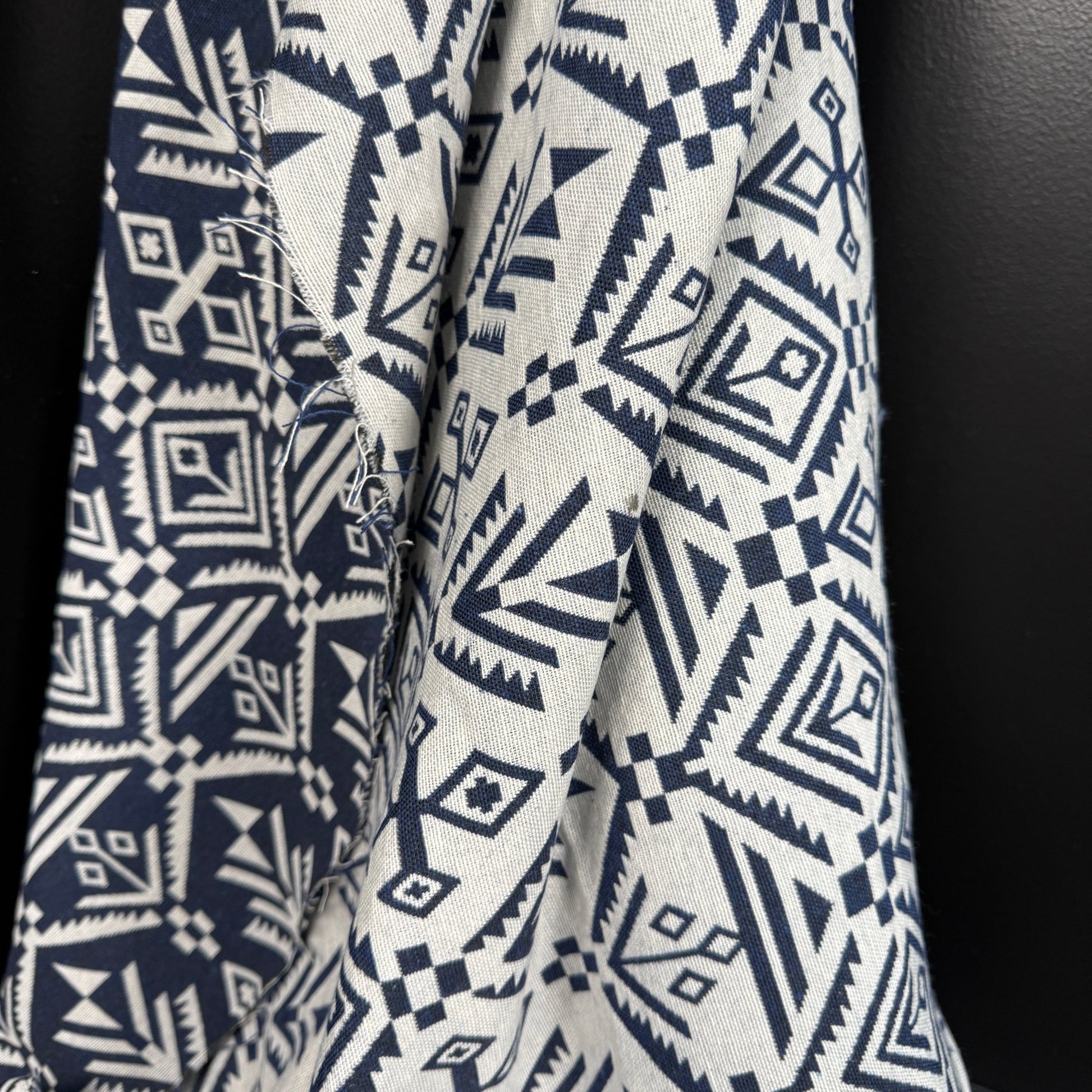 The Compass Weave - Jacquard Tapestry - Navy/Natural White - Simplifi Fabric