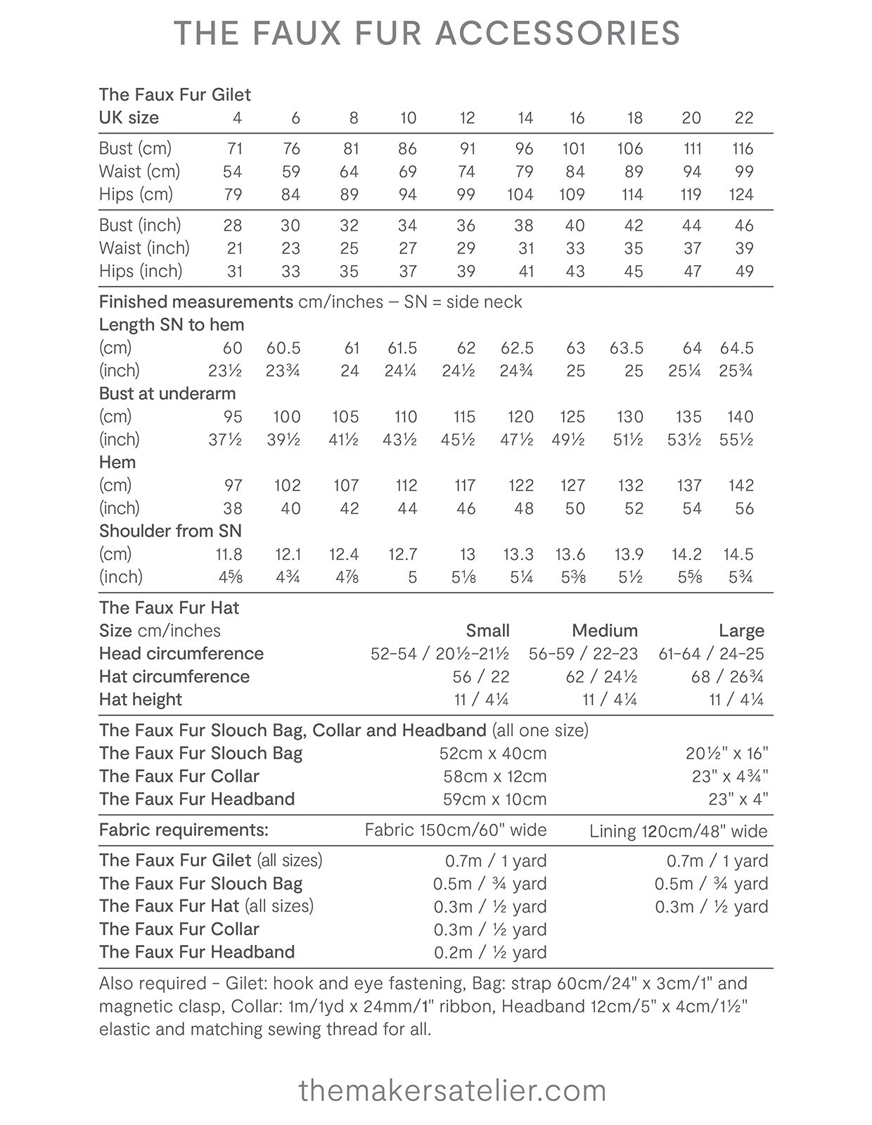 The Faux Fur Accessories - PDF Pattern - The Makers Atelier - Simplifi Fabric