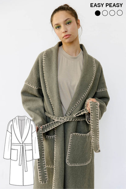 The Kelly Coat - No Sewing Machine Required - Paper Sewing Pattern - Juliana Martejevs - Simplifi Fabric
