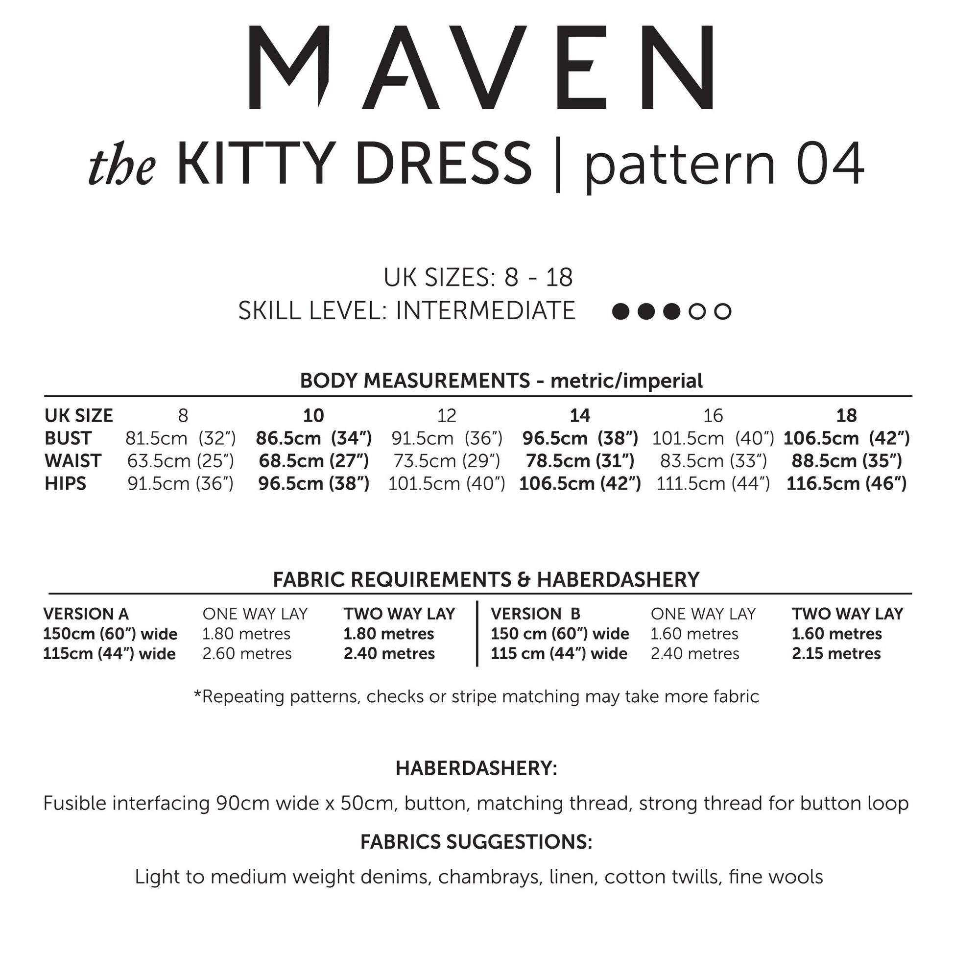 The Kitty Dress Paper Sewing Pattern - Maven Sewing Patterns - Simplifi Fabric