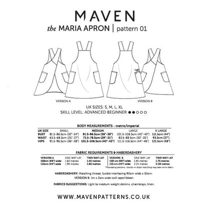 The Maria Apron Paper Sewing Pattern - Maven Sewing Patterns - Simplifi Fabric