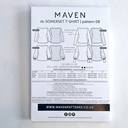 The Somerset T-Shirt Paper Sewing Pattern - Maven Sewing Patterns - Simplifi Fabric