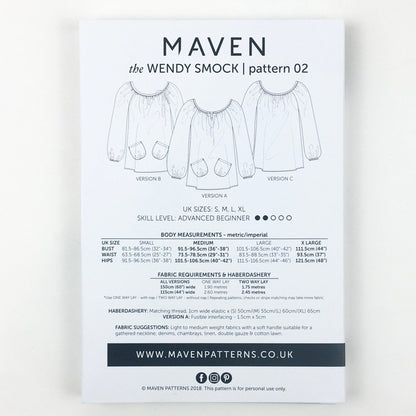 The Wendy Smock Paper Sewing Pattern - Maven Sewing Patterns - Simplifi Fabric