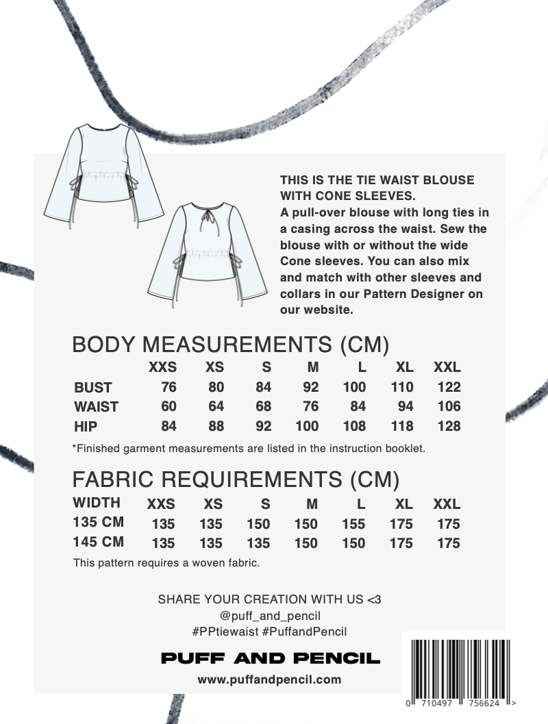 Tie Waist Blouse + Cone Sleeves - Paper Sewing Pattern - Puff And Pencil - Simplifi Fabric
