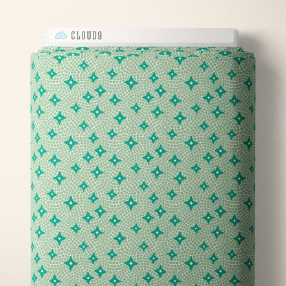 Tiles and Stars - Green - Bohemian Paradise - Maria Galybina - Cloud 9 Fabrics - Poplin - Simplifi Fabric