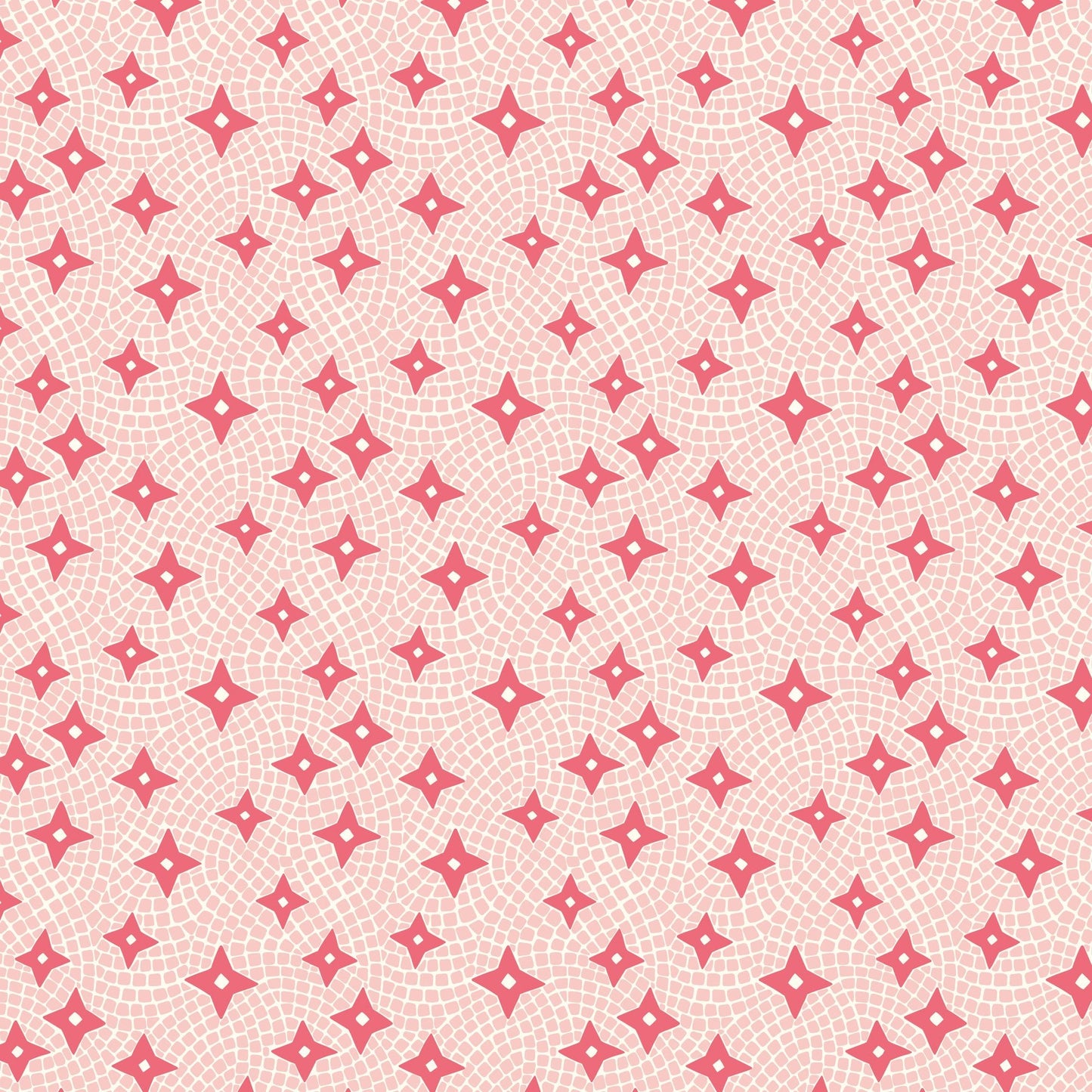 Tiles and Stars - Pink - Bohemian Paradise - Maria Galybina - Cloud 9 Fabrics - Poplin - Simplifi Fabric