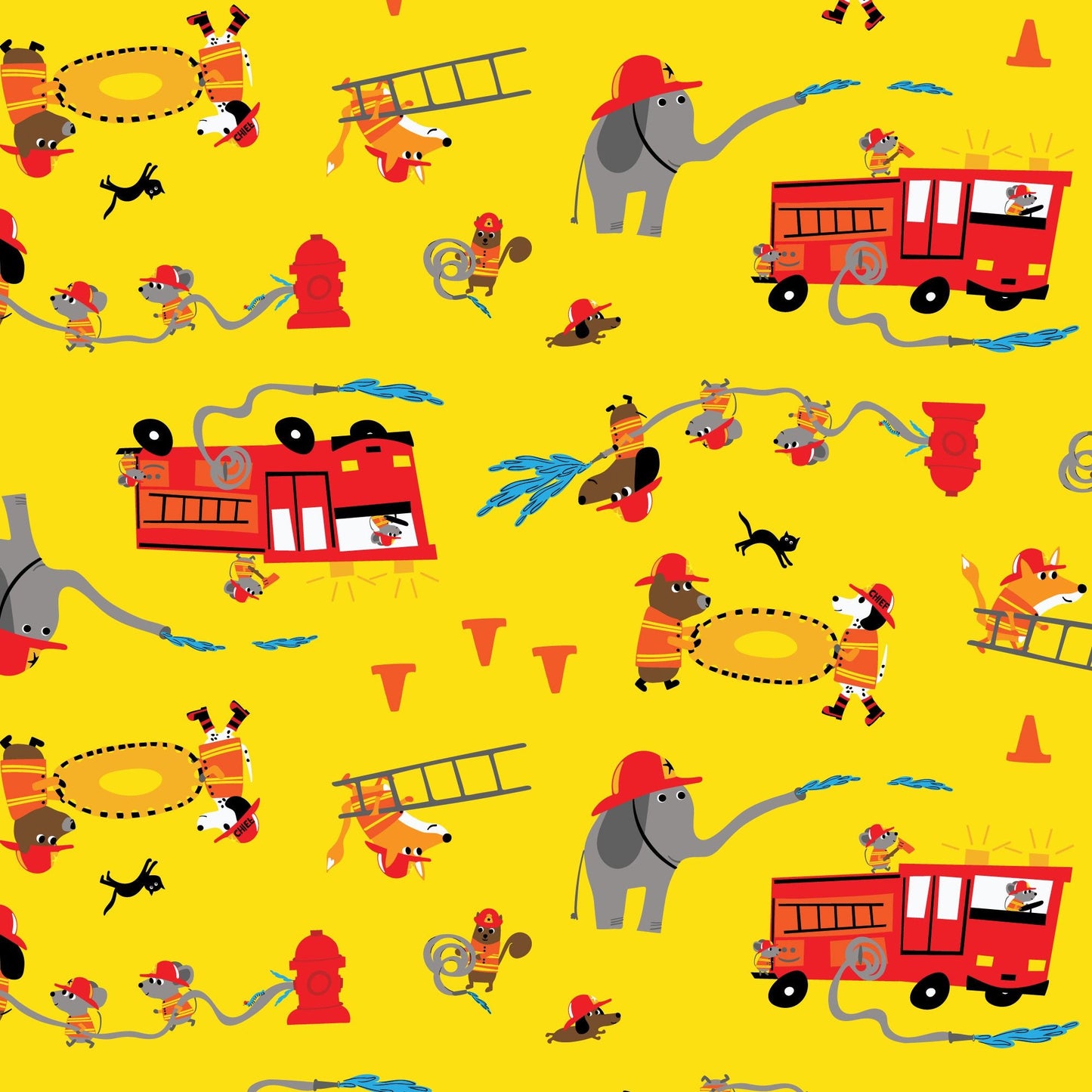 To The Rescue - Fire! Fire! Fire! - Loo McNulty - Cloud 9 Fabrics - Poplin - Simplifi Fabric